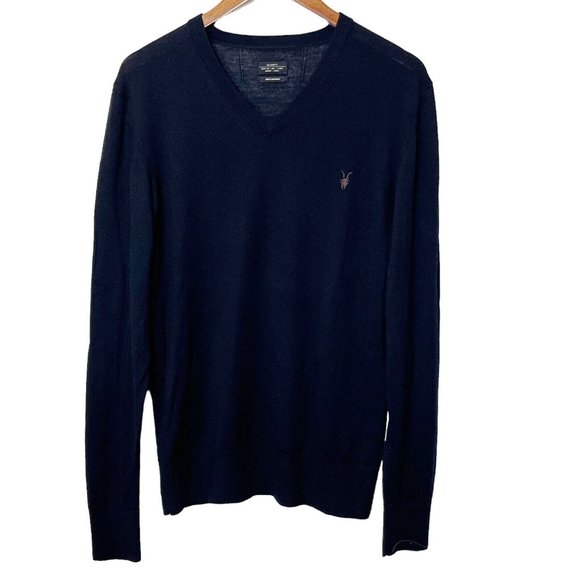 All Saints Sweaters All Saints 0 Merino Wool V Neck Sweater Navy